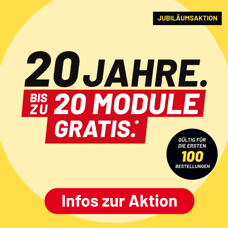 20 Jahre. 20 Module gratis. Zur Aktion.